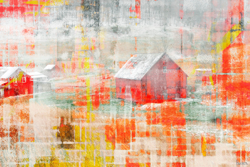 "Red Barn" Fine Art Canvas Print, 36"x24"