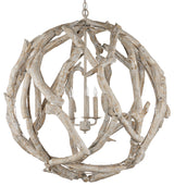 Driftwood Whitewash Orb Chandelier