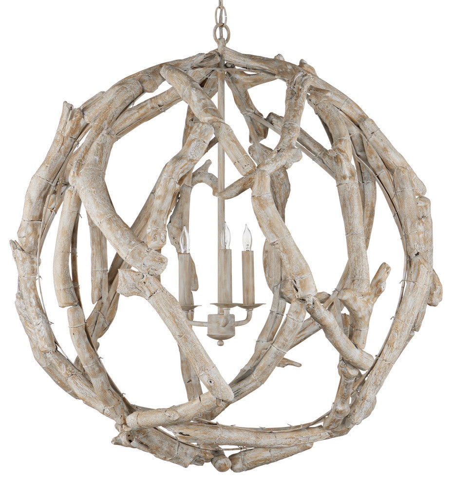 Driftwood Whitewash Orb Chandelier