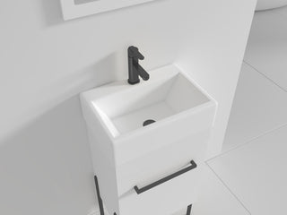 Fine Fixtures Modern Vanity Set, White, 18", Black Hardware