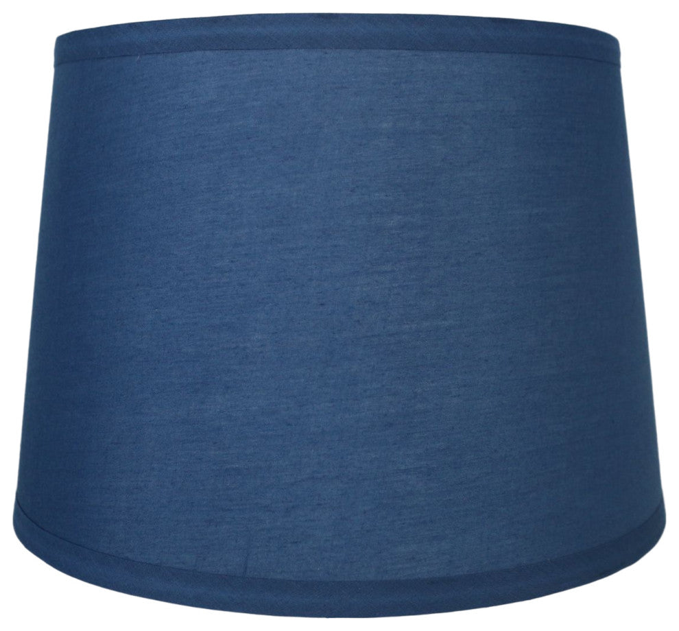French Drum Lamp Shade, Cotton, Navy Blue, 12"