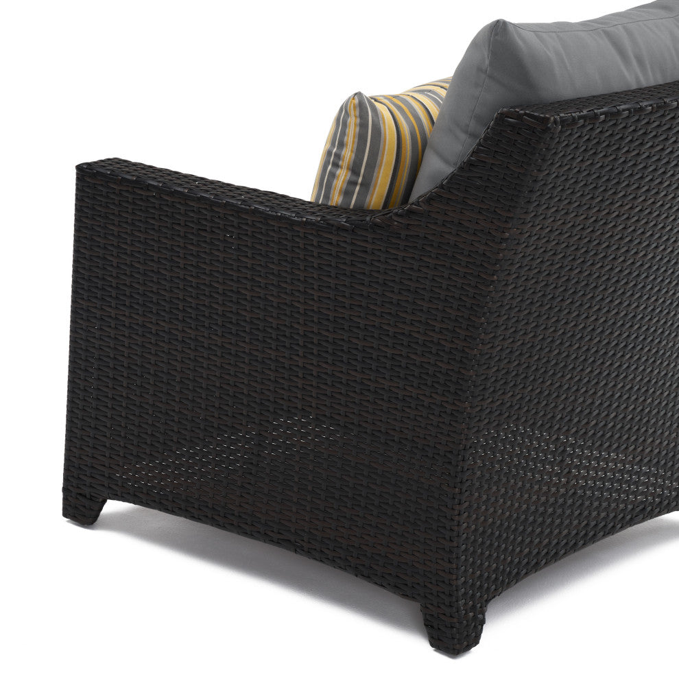 Deco 8 Piece Sunbrella Outdoor Patio Sofa and Club Chair Deep Seating Set, Soft Gray