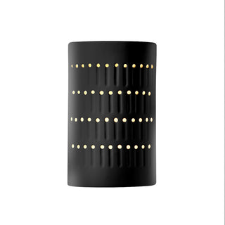 Ambiance Small Cactus Cylinder Outdoor Wall Sconce, Open, Black, White, LED