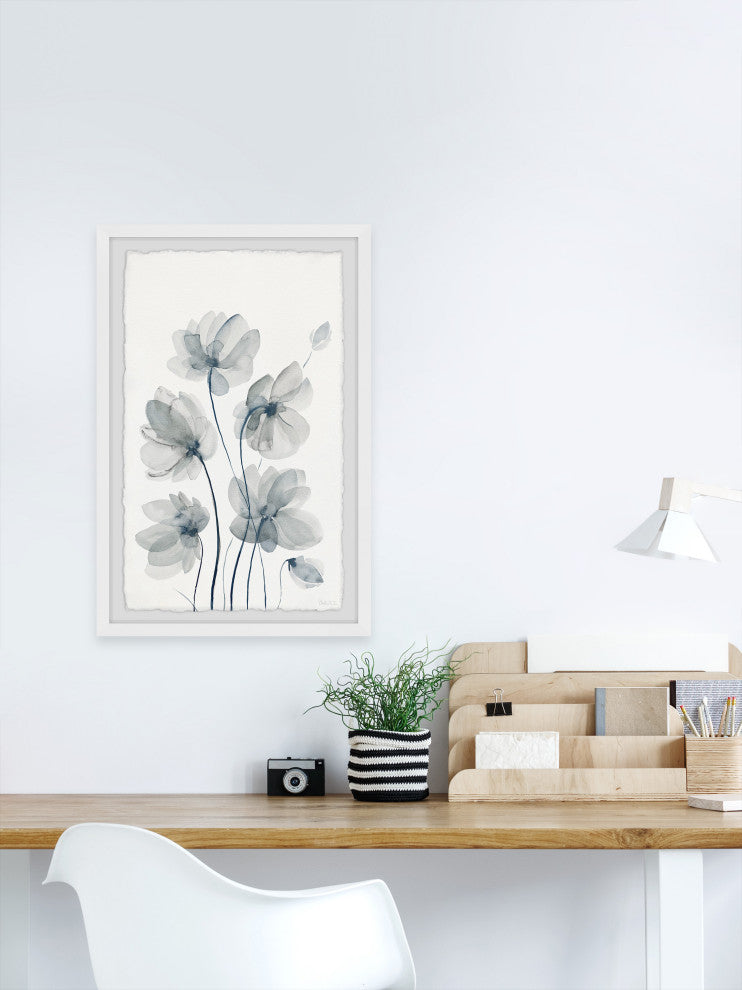 "White Poppies Bloom" Framed Painting Print