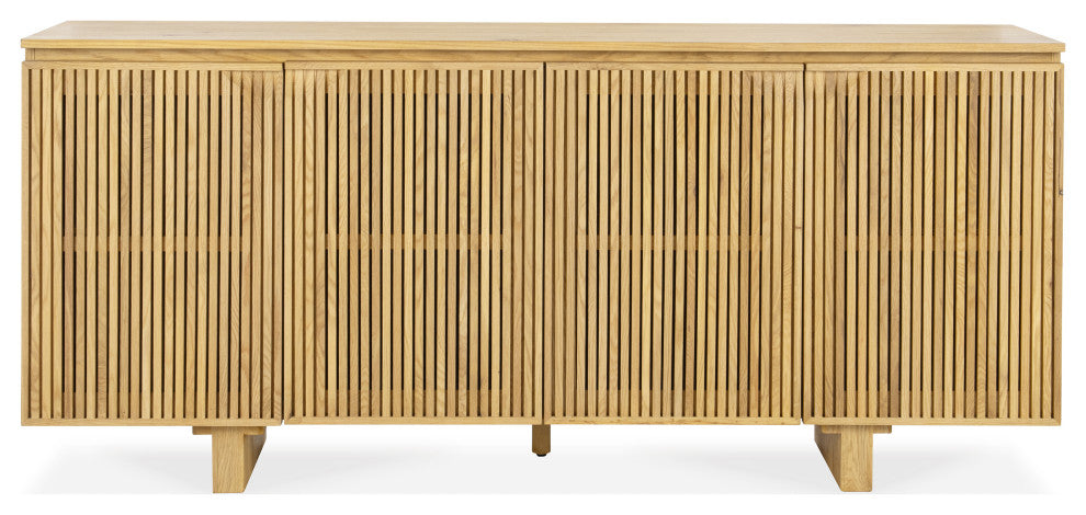 Roya 82" Oak Wood 3-Door Sideboard Buffet, Oak Brown, 4-Door