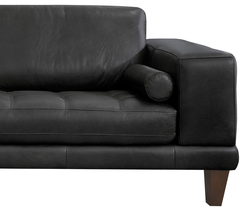 Wynne Contemporary Sofa With Brown Wood Legs, Black