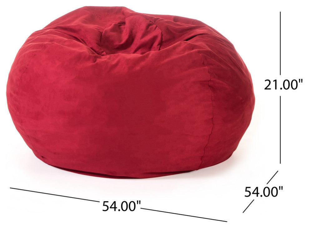 GDF Studio Waldo Faux Suede 5 Foot Bean Bag, Red