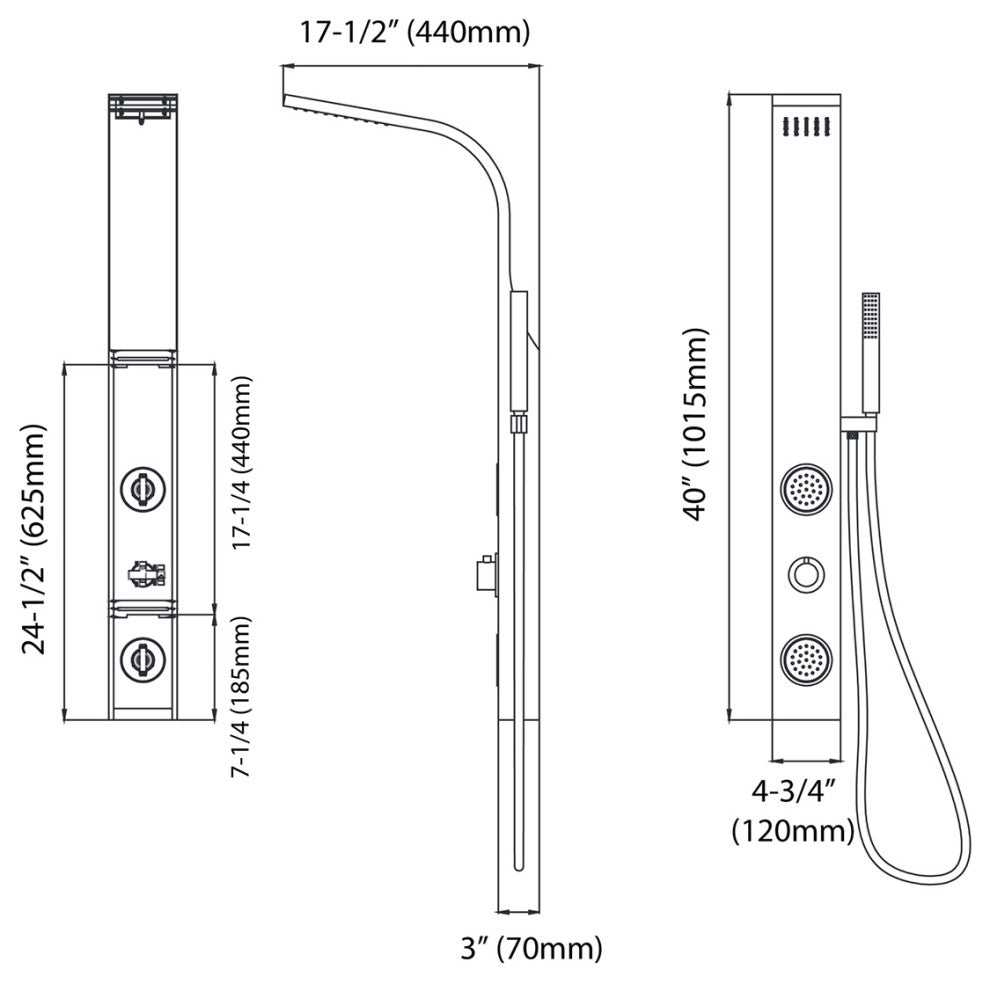 Blue Ocean 44" Stainless Steel SPS88213 Retro-fit Shower Panel