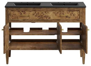 Elysian 48" Wood Double Sink Bathroom Vanity - Black Brown