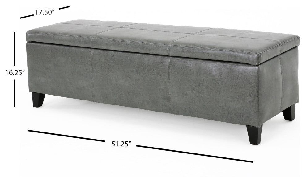 GDF Studio Sarelia Bonded Leather Storage Ottoman Bench