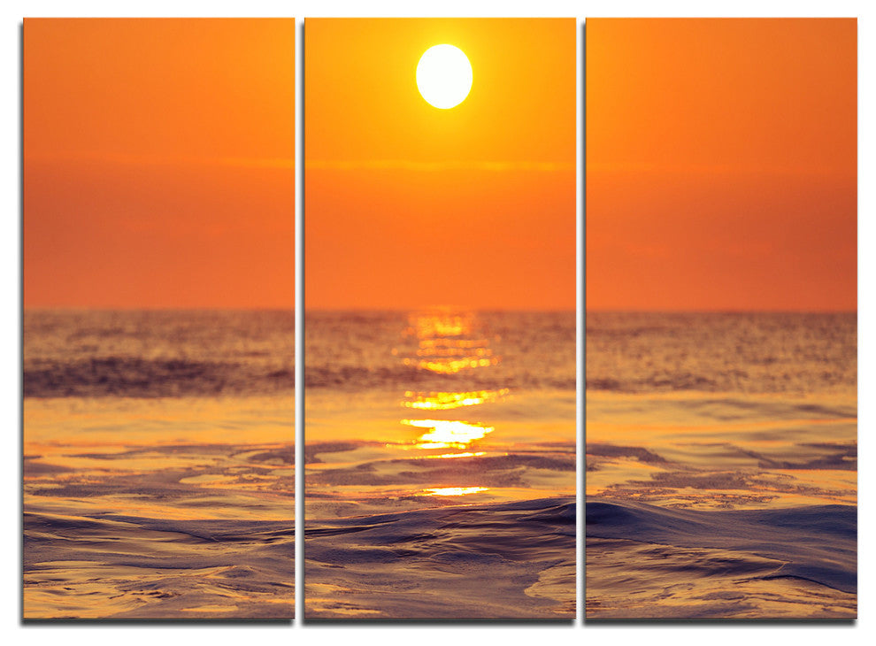 "Orange Sunrise and Glittering Waters" Metal Wall Art, 3 Panels, 36"x28"