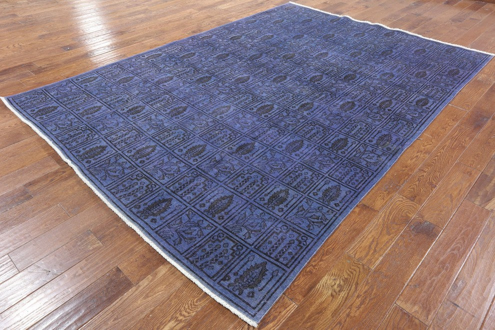High Quality Purple Overdyed 7'x10' Oriental Hand Knotted Wool Area Rug