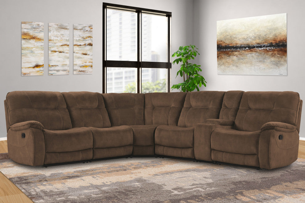 Parker Living Cooper 6 Piece Modular Manual Reclining Sectional, Shadow Brown