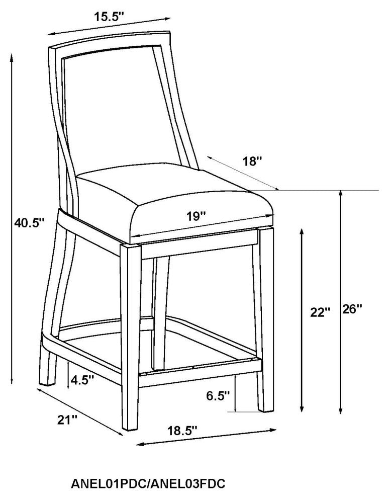 Ellie Bar Stool With Back, White, Counter Height