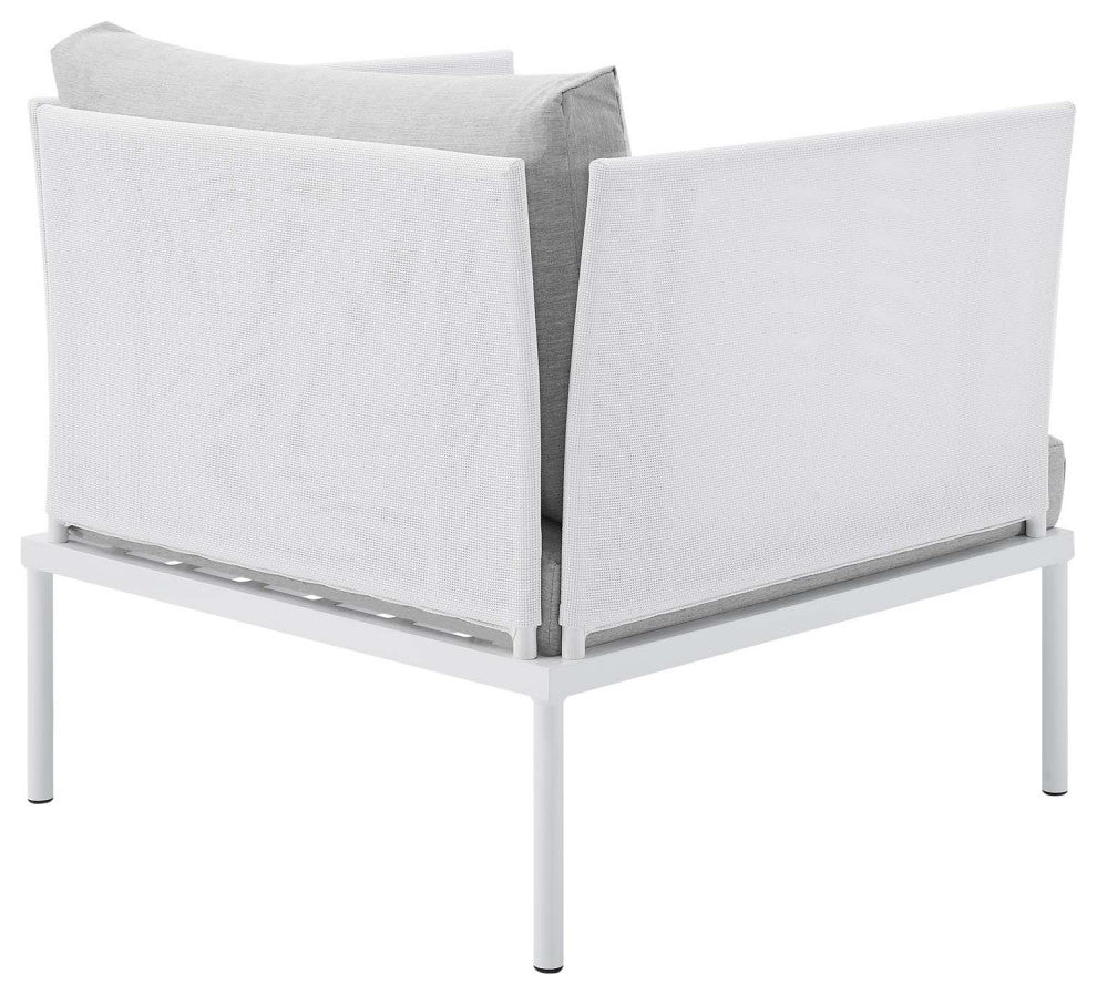 Harmony 6-Piece Sunbrella Outdoor Patio Aluminum Seating Set, White Gray