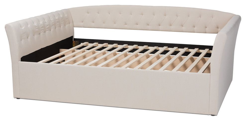 Qintal Fabric Upholstered Queen Size Daybed, Beige