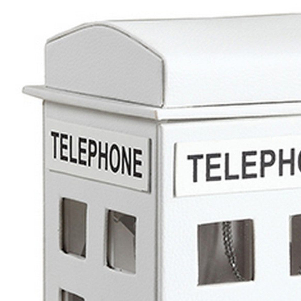Benzara BM240351 Telephone Booth Jewelry Box With 2 Drawers, White