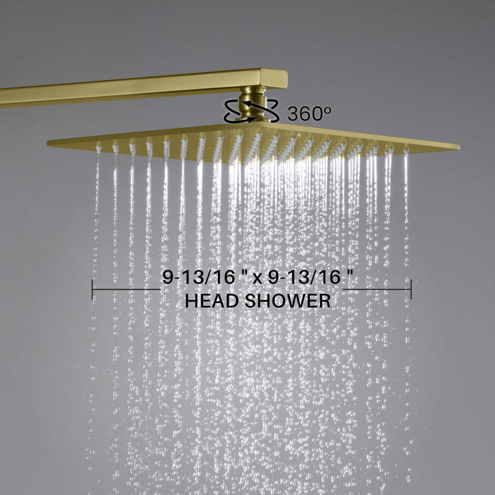 Cube 2 Function Thermostatic Shower System, Rough, Valve, Brushed Gold