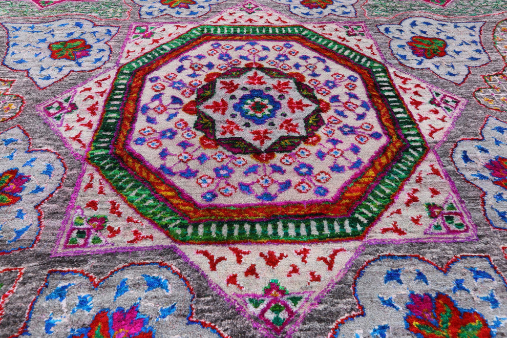 Wool & Silk Mamluk Handmade Rug 7' 9" X 9' 11" - Q13729