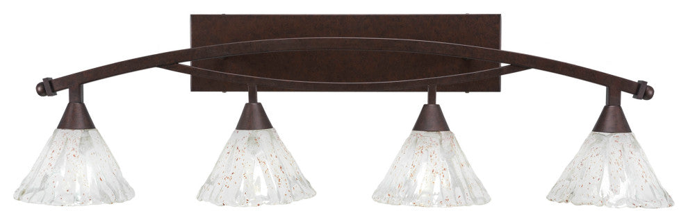 Bow 4 Light Bath Bar In Bronze, 7" Italian Ice Glass
