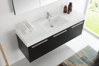 Fresca Vista 60" Black Wall Hung Single Sink Bathroom Vanity, Medicine Cabinet