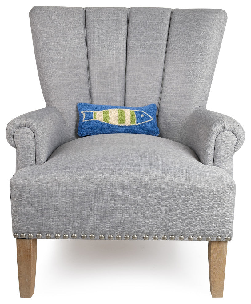 Blue Green Picket Fish Hook Pillow