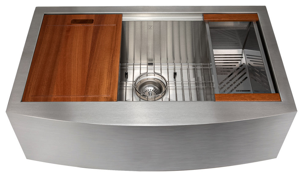 33" Moritz Farmhouse Apron Mount Single Bowl Stainless Steel Kitchen Sink