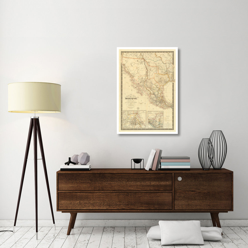 "Nouvelle Carte du Mexique, du Texas, 1840" Print by Adrien-Hubert Bruï¿½, 30"x42"