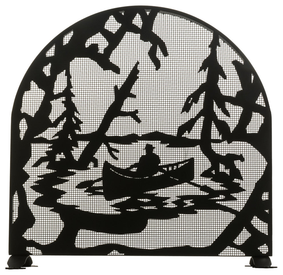 35W X 34.5H Canoe At Lake Arched Fireplace Screen