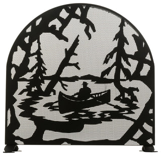 35W X 34.5H Canoe At Lake Arched Fireplace Screen