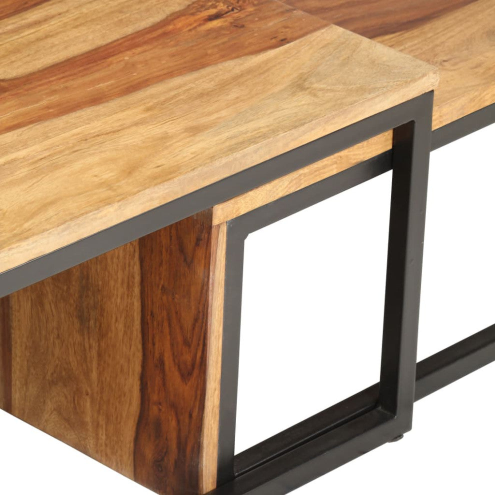 vidaXL Nesting Tables 2 pcs Solid Sheesham Wood