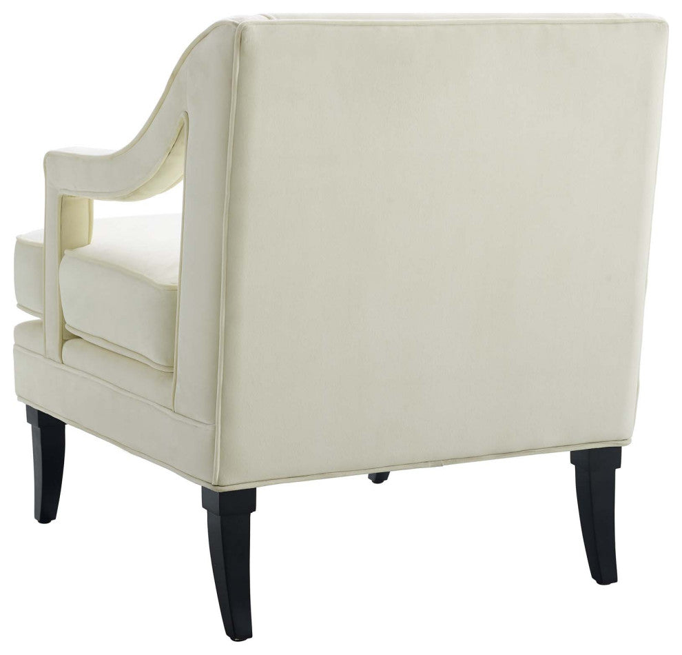 Armchair Accent Chair, Set of 2, Velvet, Ivory White, Modern, Lounge Hospitality