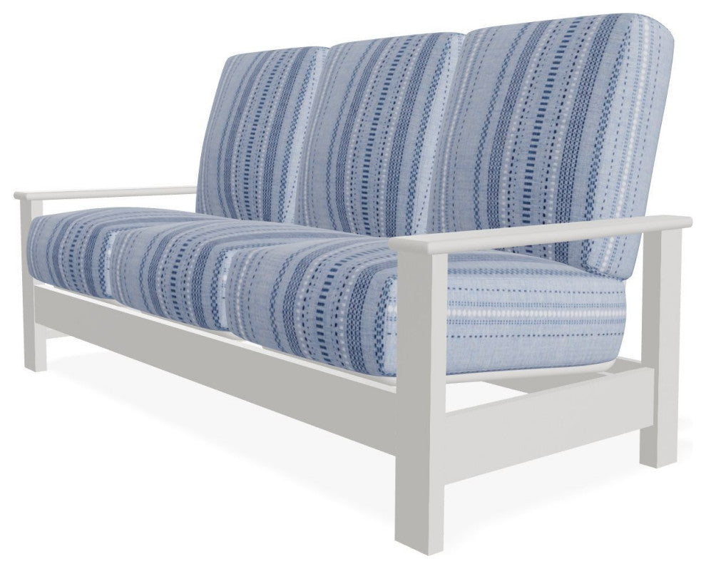 Leeward Deep Seat 3-Seat Outdoor Sofa, Copeland Chambray/Snow