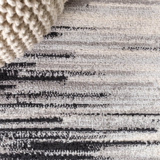 Linear Modern Half-Stripe Area Rug, Gray/Cream, 2 X 8