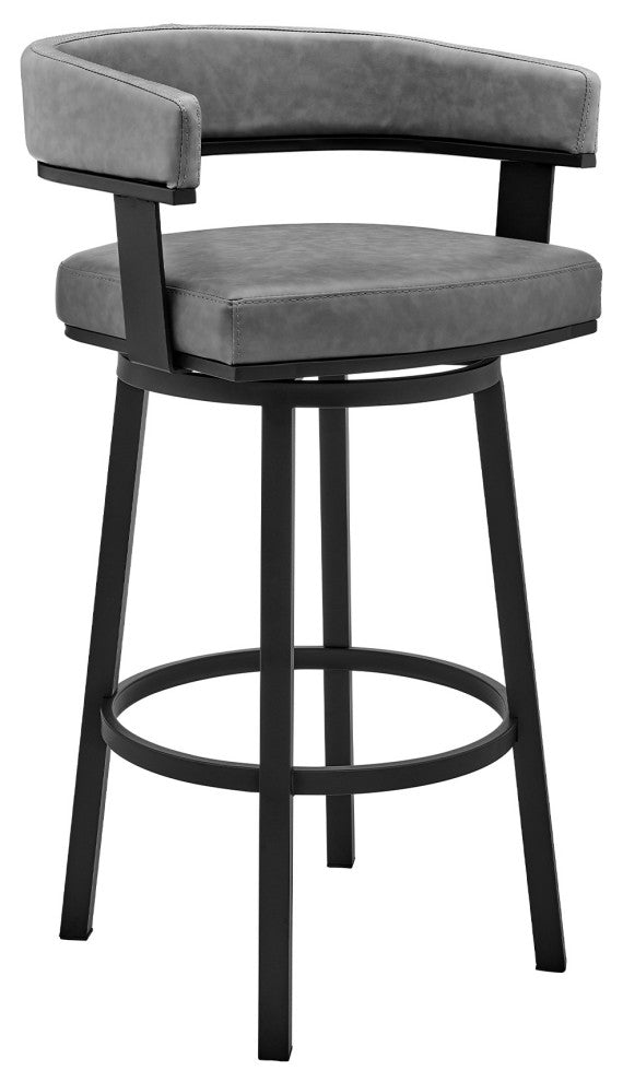 4-Piece Counter Height Dining Set In Black Metal And Gray Faux Leather