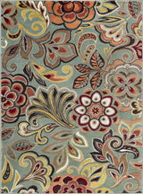 Dilek Transitional Floral Area Rug, Seafoam, 7'10'' X 10'3''