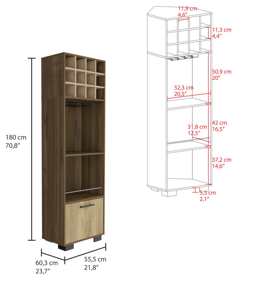 Corner Bar Cabinet Cataluï¿½a, Living Room, Mahogany / Aged Oak