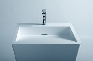 ADM Rectangular Freestanding Pedestal Sink, White, 22", Matte White