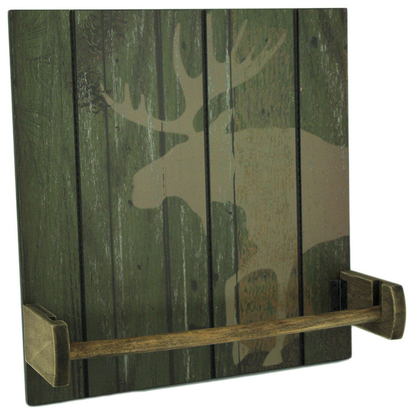 Rustic Wood Wildlife Hanging Paper Towel Holder