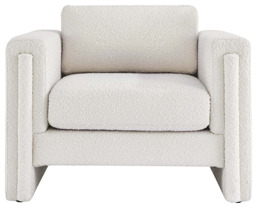 Visible Boucle Fabric Armchair - Ivory