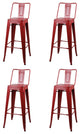 Highback Red Metal Bar Stools Set of 4