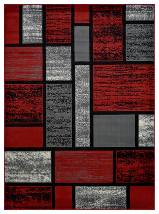 Modern Accent Rug, Red, 7'0"x5'2"