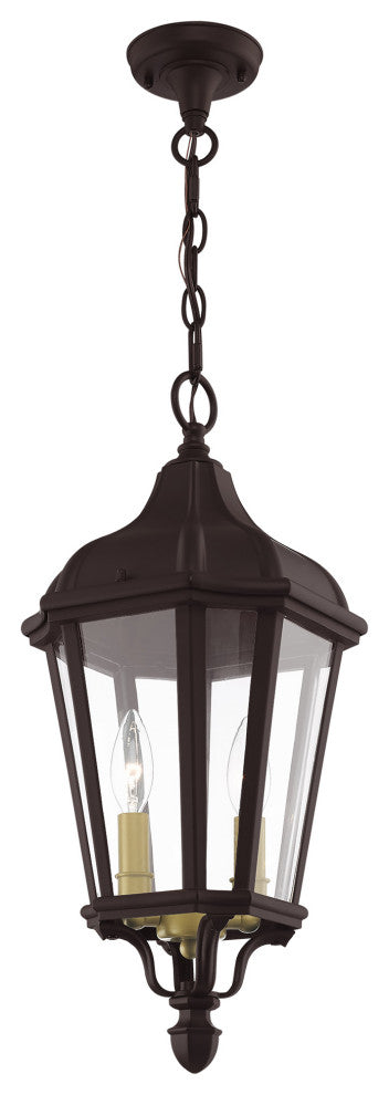 Livex Morgan 2 Light Bronze, Antique Gold Cluster Medium Outdoor Pendant Lantern