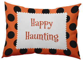 Happy Haunting Dots Accent Pillow, Traditional Orange, 14"x20"