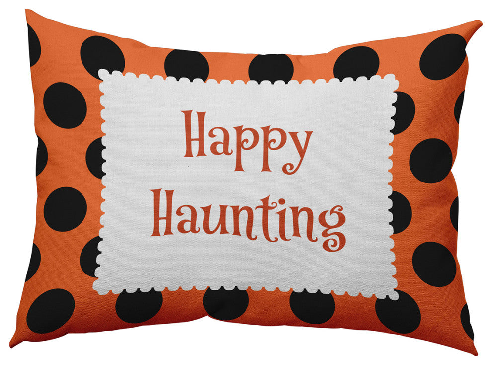 Happy Haunting Dots Accent Pillow, Traditional Orange, 14"x20"