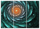 "Fractal Flower Turquoise Digital Art" Metal Wall Art, 3 Panels, 36"x28"