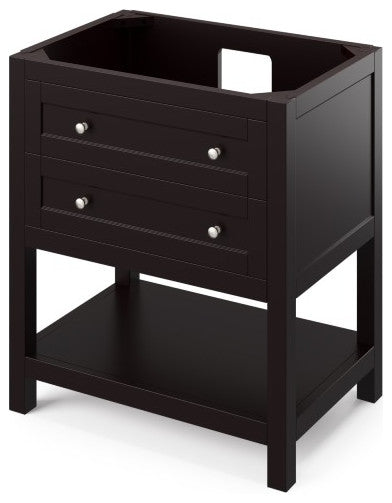 Astoria Transitional 30" Espresso Vanity, Steel Grey Cultured Marble Vanity Top