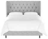 Bradwell Queen Tufted Curved Wingback Bed, Zuma Pumice