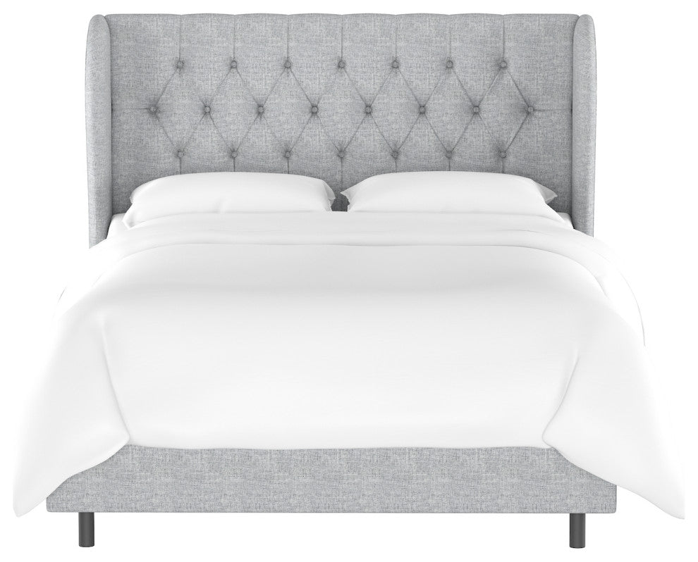 Bradwell Queen Tufted Curved Wingback Bed, Zuma Pumice