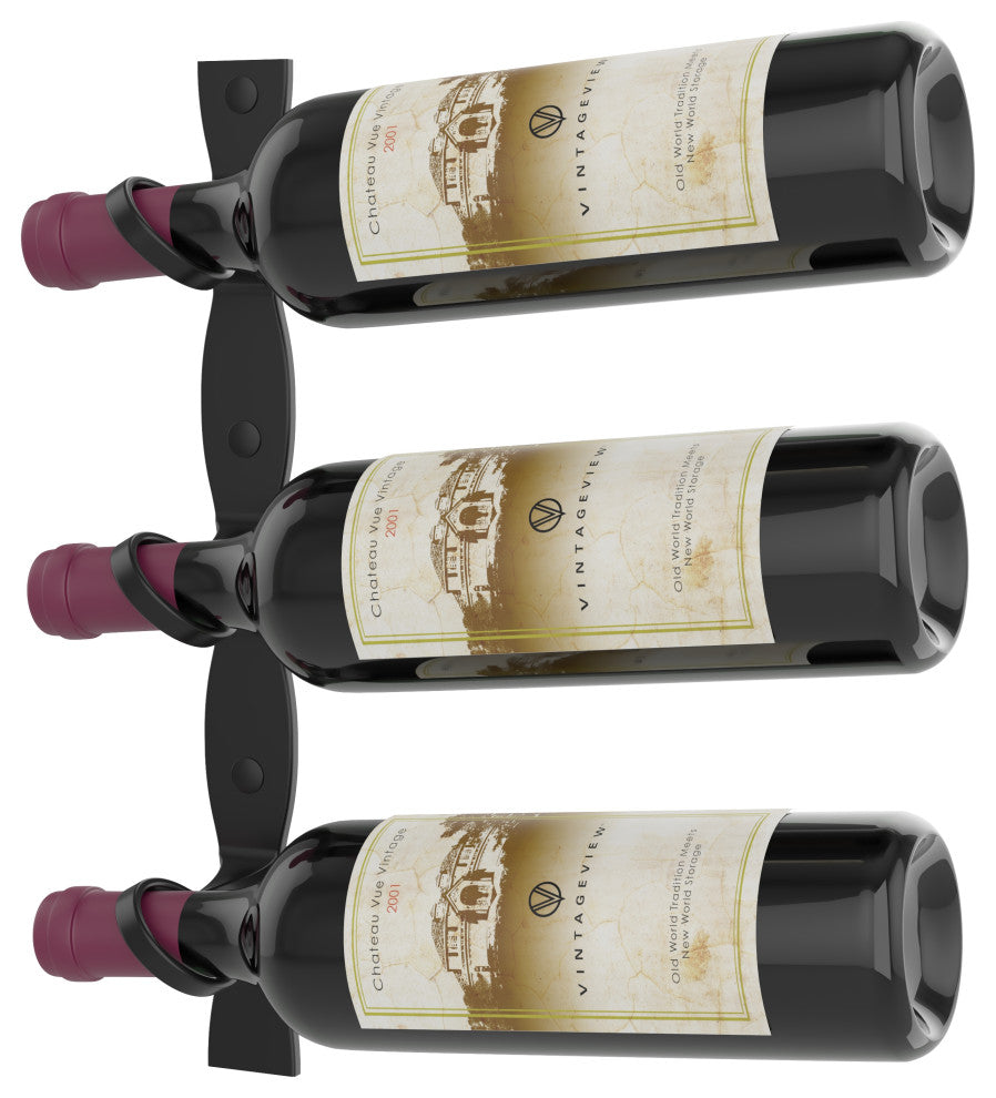 Helix Single 15 (minimalist wall mounted metal wine rack), Matte Black, Right Facing Bottle